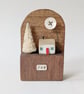 Festive Wooden Cottage Scene with Tree and Moon 'joy' - Image 6