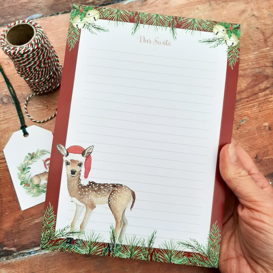 Deer Santa Recycled A5 Notepad
