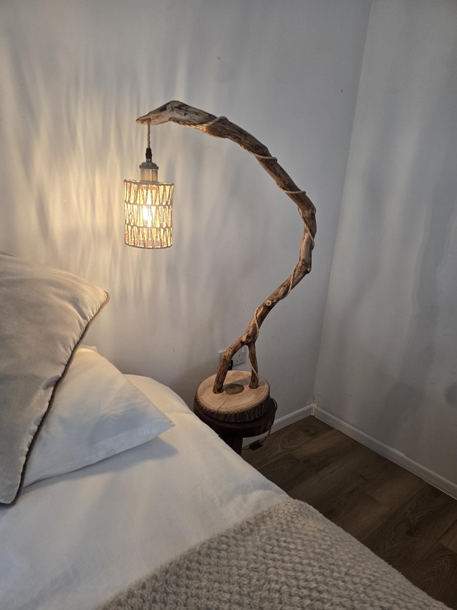 Image of Natural rustic table lamp or bedside lamp