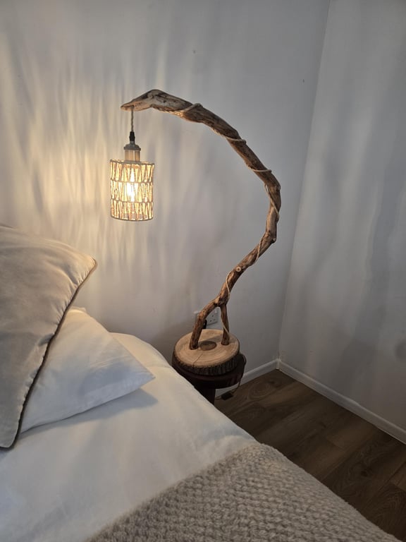 Natural rustic table lamp or bedside lamp