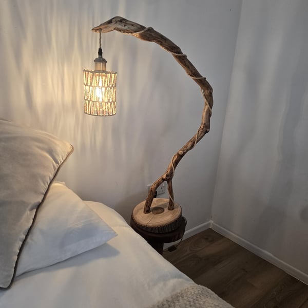 Natural rustic table lamp or bedside lamp