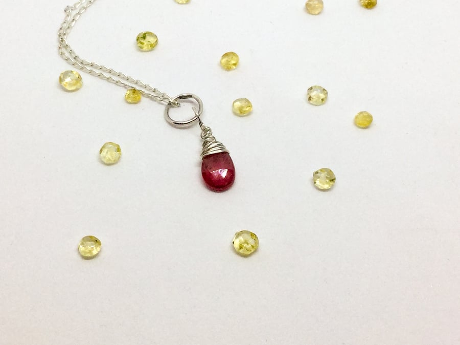 Handmade Ruby Silver Necklace 