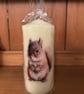 Handmade decoupage squirrel pillar candle 16x7cm