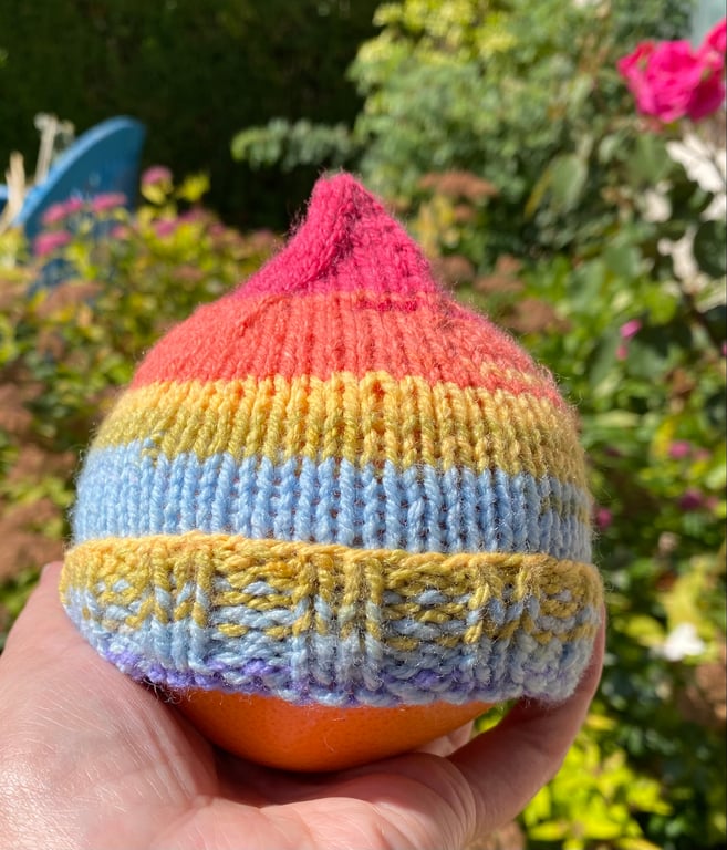 Premature baby knitted rainbow hat
