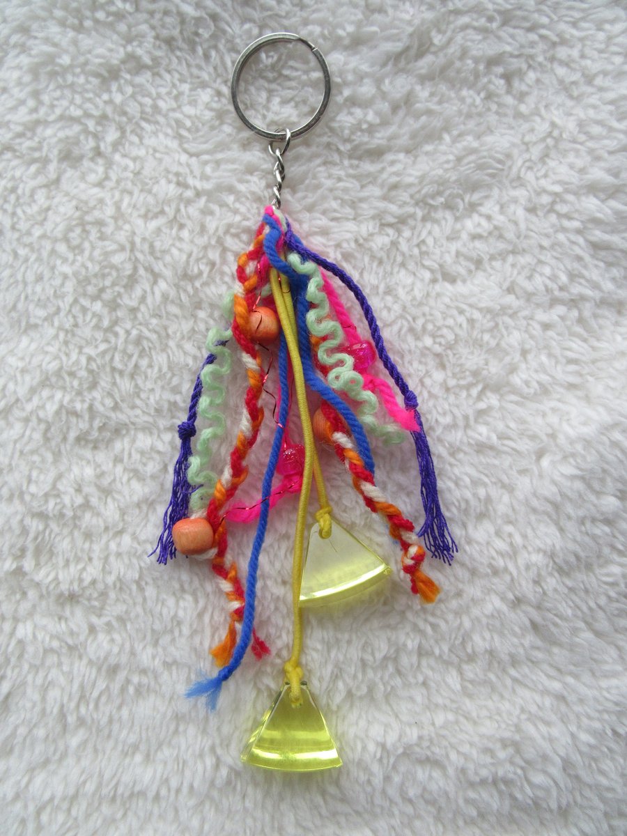 Rainbow coloured bag charm, stocking fillers, gift for girls
