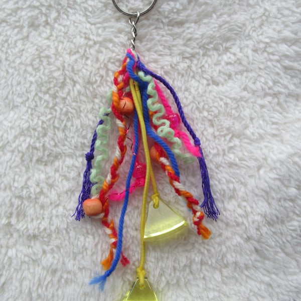Rainbow coloured bag charm, stocking fillers, gift for girls