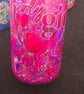 Handmade "no-flow" snowglobe tumbler, with "girly girl" a bamboo lid and a straw