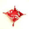 Red floral storage tray