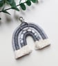 Macrame grey rainbow key chain bag charm. Gift for girls, stocking fille