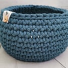 Big Handmade Crochet Basket:  Cotton Cord Storage Bowl