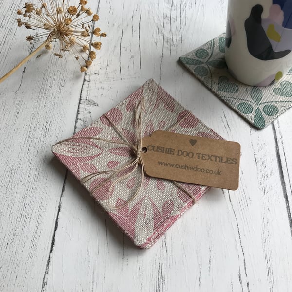 Hand Printed Linen Coaster Set