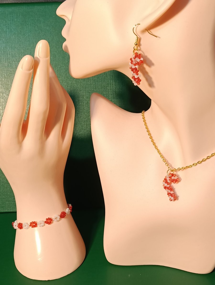 Candy Cane jewellery set 