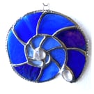 Ammonite Stained Glass Suncatcher Blue 