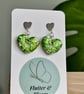 Green Glitter Heart Dangle Earrings  - Image 2