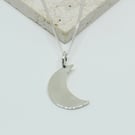 Silver Crescent Moon Pendant - Handmade Moon Necklace