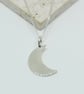 Silver Crescent Moon Pendant - Handmade Moon Necklace