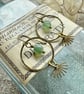 Golden Brass Hoop Earrings With Aventurine Beads Handmade in Cornwall 