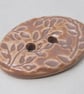 Large Sand Brown Sprig Oval Handmade Ceramic Button - Image 4