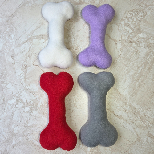 Squeaky fleece dog bone toy