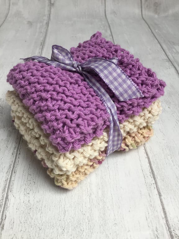 Cotton dishcloths. Pack of three.