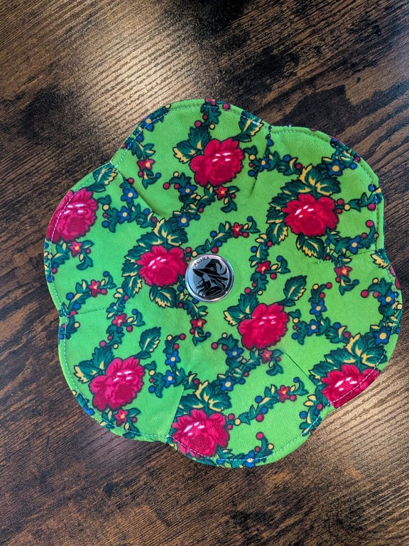 Handmade Folk Textile Bowl – Water-Resistant Green Flora Fabric Trinket Dish