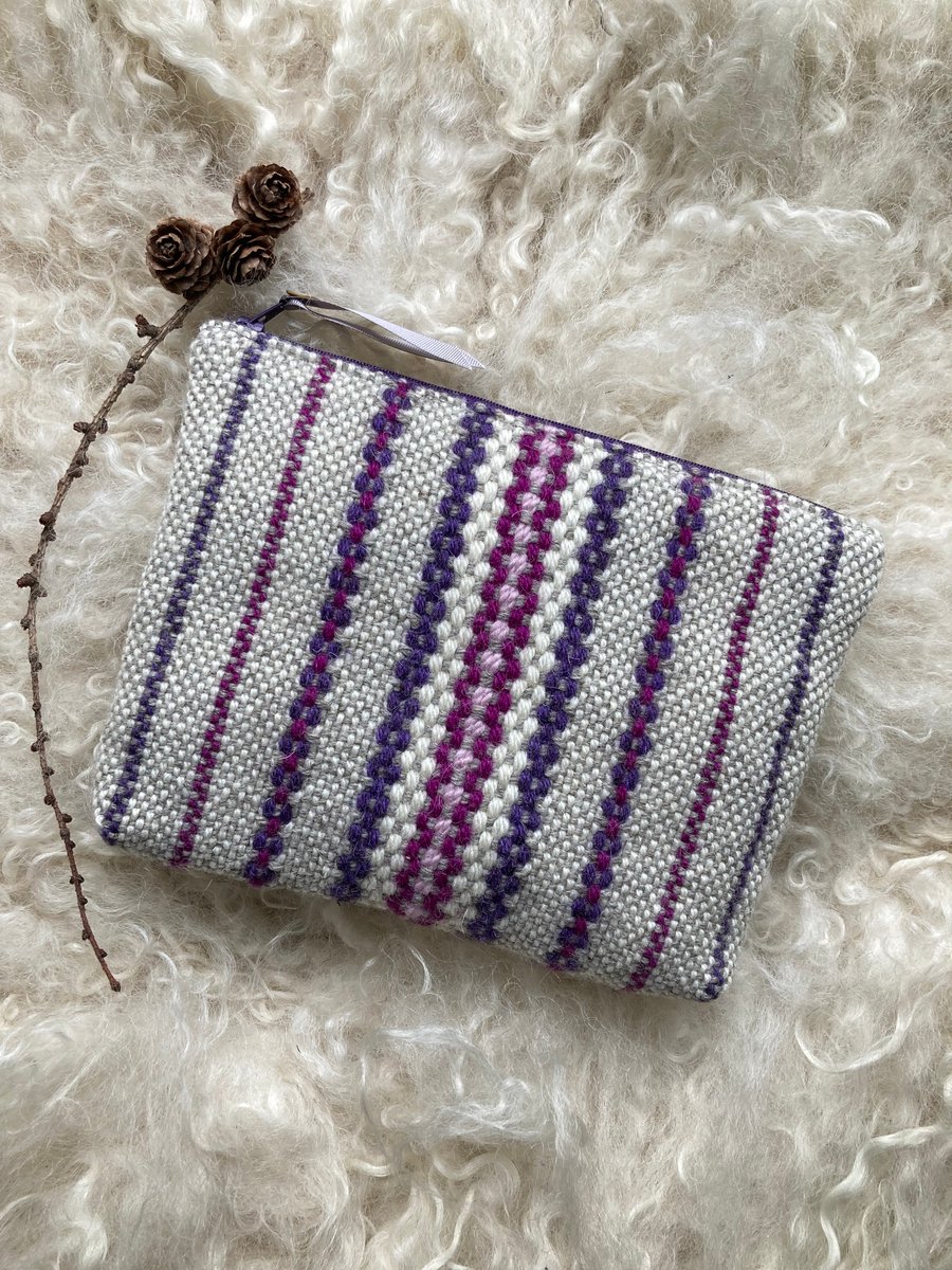 Wool Pouch - Damson. Handwoven in Wales