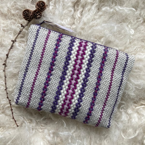 Wool Pouch - Damson. Handwoven in Wales