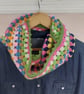 Crochet Infinity Scarf Grass Green Trim