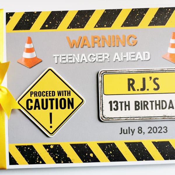 Teenager Birthday Guest book, Warning teenager ahead birthday guest book