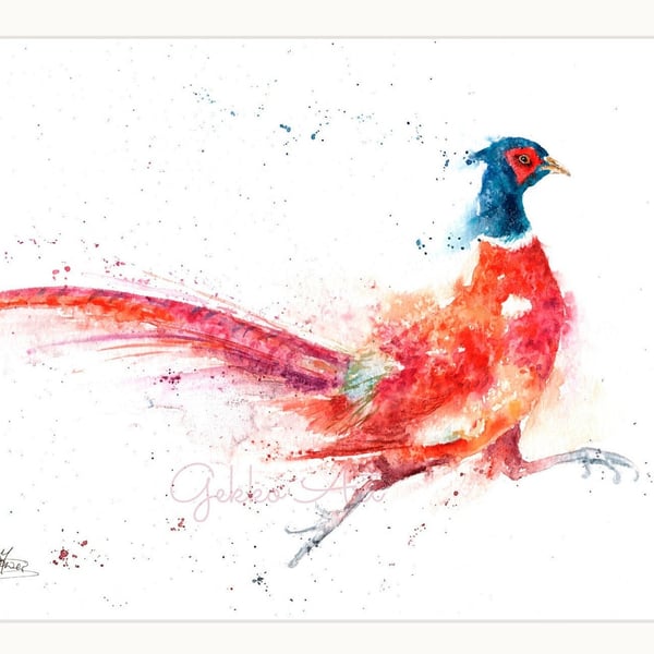 Running Pheasant Leggit. Ltd Edition Fine Art Print from an Original Watercolour