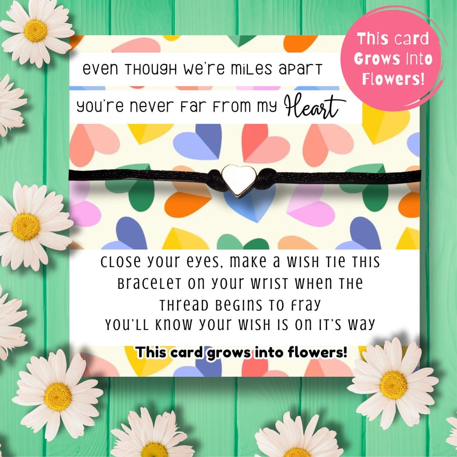 Wish String Bracelet With Plantable Packing Card, Friendship Gift, Handmade