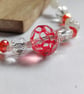 Modern Ruby Drift - Red and Opaline Geometric Glass Necklace - Image 3