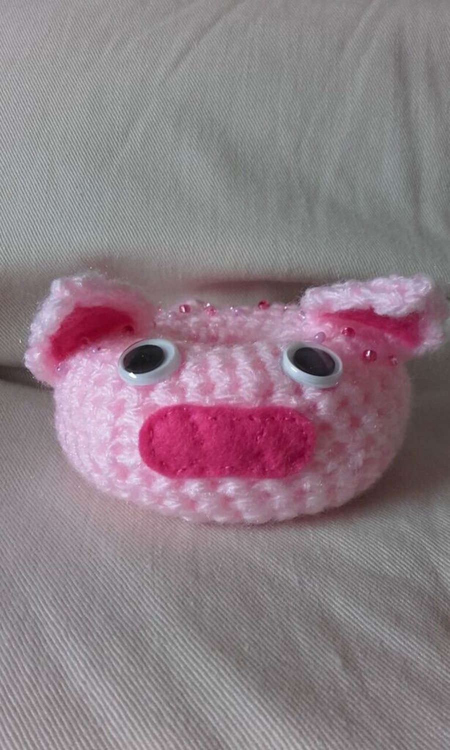 Pig donut pin cushion, Pink pig pin cushion, Piggy dough nut, crocheted pig