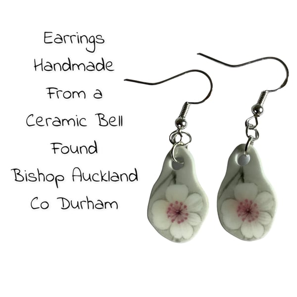 Handmade Drop Earrings, Broken Ceramic, Unique Earrings