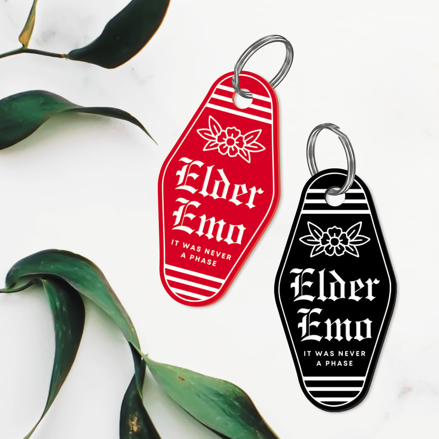 Elder Emo - Never Phase Rose : Funny Motel Style Acrylic Keyring - Gift for Emo