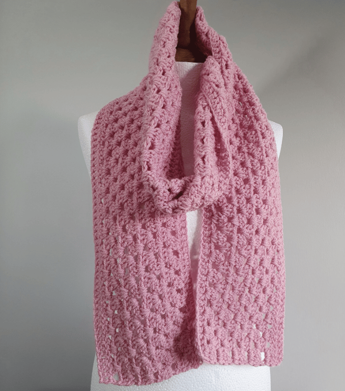 Cosy Pink Granny Stitch Scarf