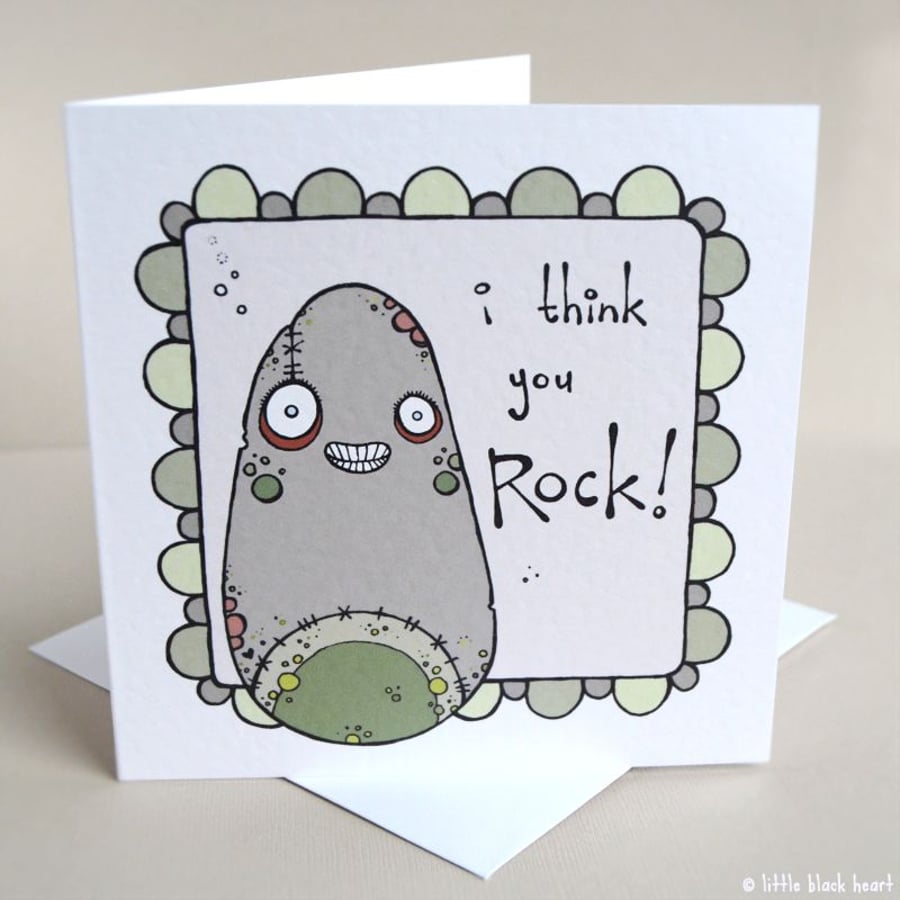 you rock! - greetings card (grey)