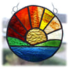 Sunrise Picture Stained Glass Suncatcher Handmade Sun Ring 014