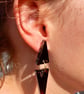 Large Funky Dark and Stormy Red and Black Triangle Stud Earrings