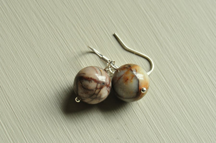 SALE Picasso Impression Jasper Bead Earrings