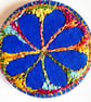38mm Badge Hand Dyed Fabric Floral badge with Free Machine Embroidery 