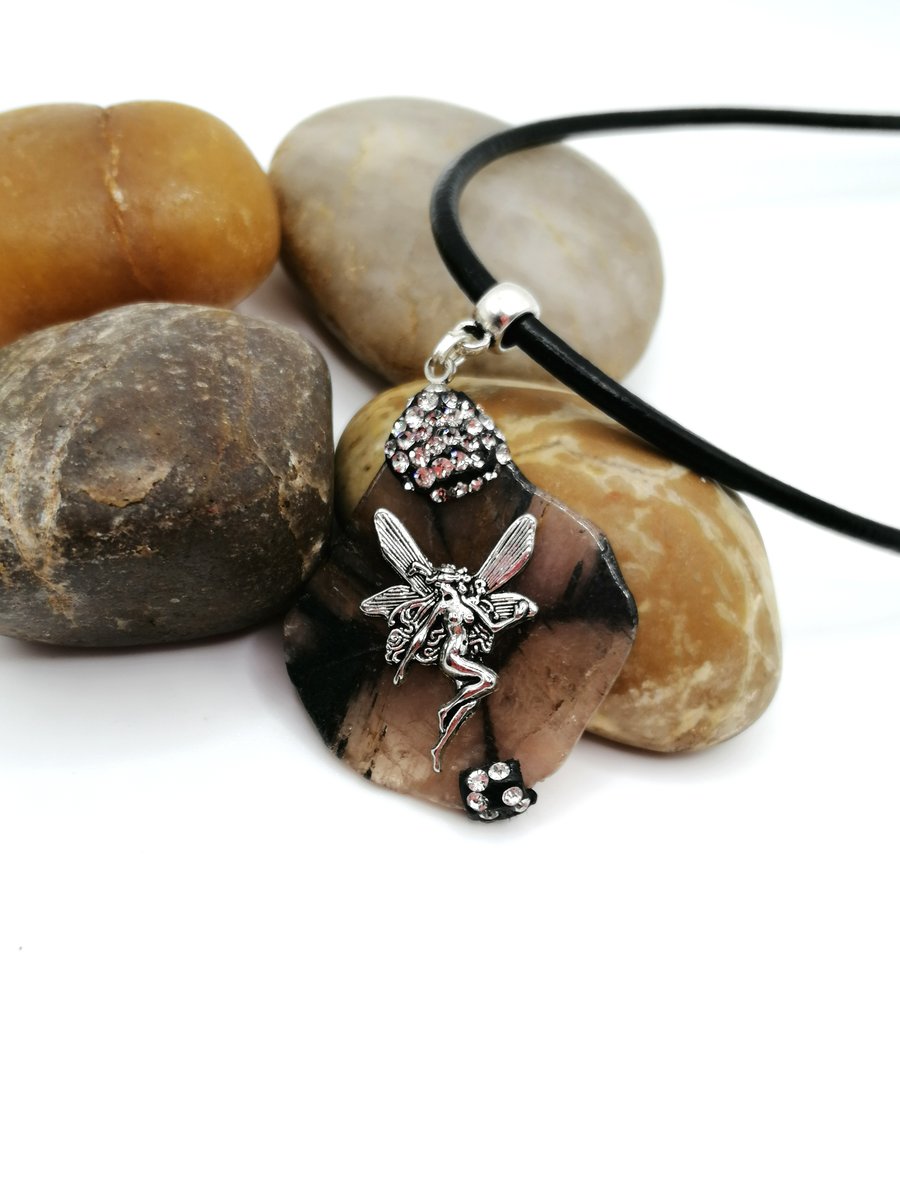 Fairy Cross Stone Necklace