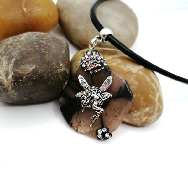 Fairy Cross Stone Necklace