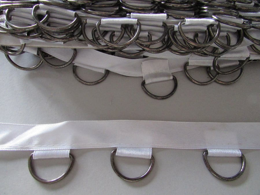 WHITE SATIN D RING TAPE SOLD BY THE METRE