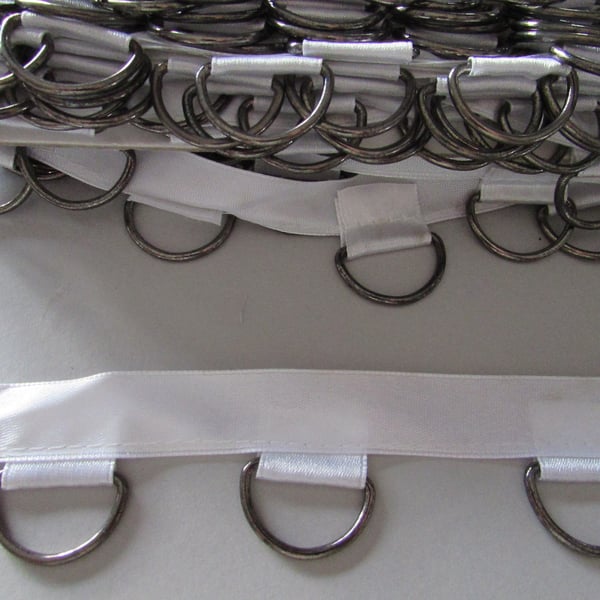 WHITE SATIN D RING TAPE SOLD BY THE METRE