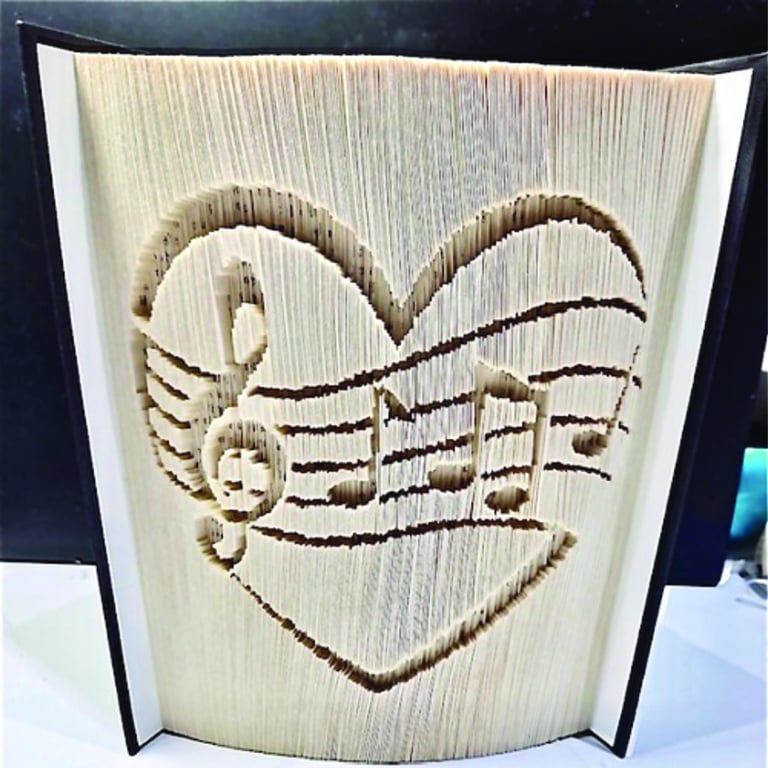 Musical Heart 180 CUT & FOLD Book Folding Pattern - EMAILED PDF PATTERN