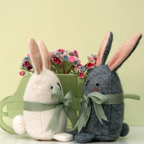 Cute white wool Felt Bunny rabbit