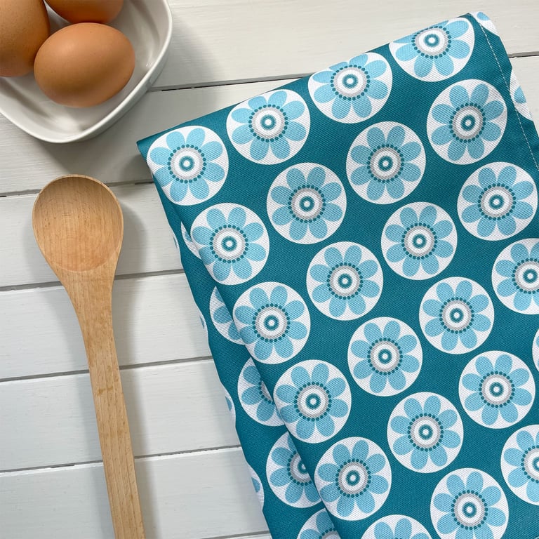 Blue Daisy Tea Towel