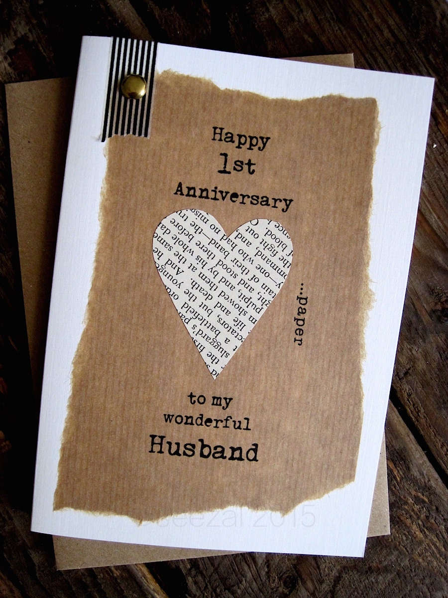 1st Anniversary Card Husband Wife One Year PAPER