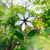 Stained Glass Flower Suncatcher - Handmade Hanging Decoration - White